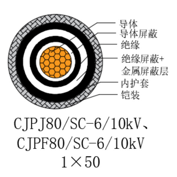 銅芯交聯聚乙烯絕緣低煙無鹵船用電力電纜-CJPJ80/SC-6/10kV、CJPF80/SC-6/10kV